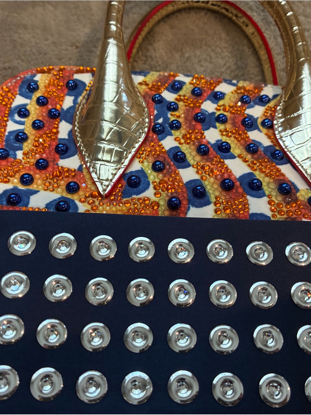 Christian Louboutin Multicolor Studded Mini Dome Satchel - Picture 7 of 9